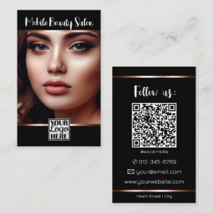 Elegante Rose Gold Logo Foto QR Code Vorlage Visitenkarte