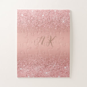 Elegante Rose Gold Luxe Schimmer Monogramm
