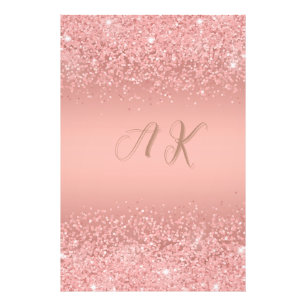 Elegante Rose Gold Luxe Schimmer Monogramm Fotodruck