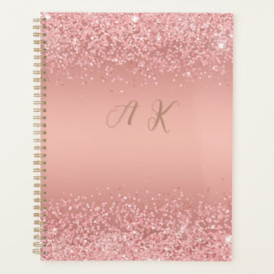Elegante Rose Gold Luxe Schimmer Monogramm Planer