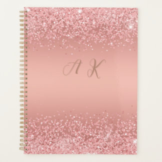 Elegante Rose Gold Luxe Schimmer Monogramm Planer