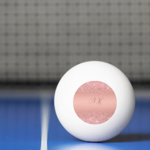 Elegante Rose Gold Luxe Schimmer Monogramm Tischtennisball