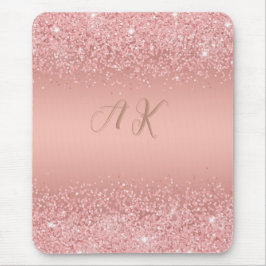 Elegante Rose Gold Luxe Shimmer Monogramm Mousepad
