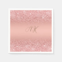 Elegante Rose Gold Luxe Shimmer Monogramm