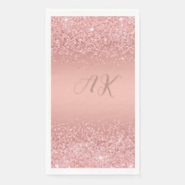 Elegante Rose Gold Luxe Shimmer Monogramm Serviette