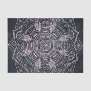 Elegante Rose Gold Mandala Gray Nebel Design Seidenpapier