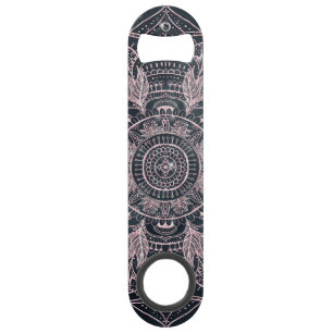 Elegante Rose Gold Mandala Gray Nebel Design Speed Flaschenöffner