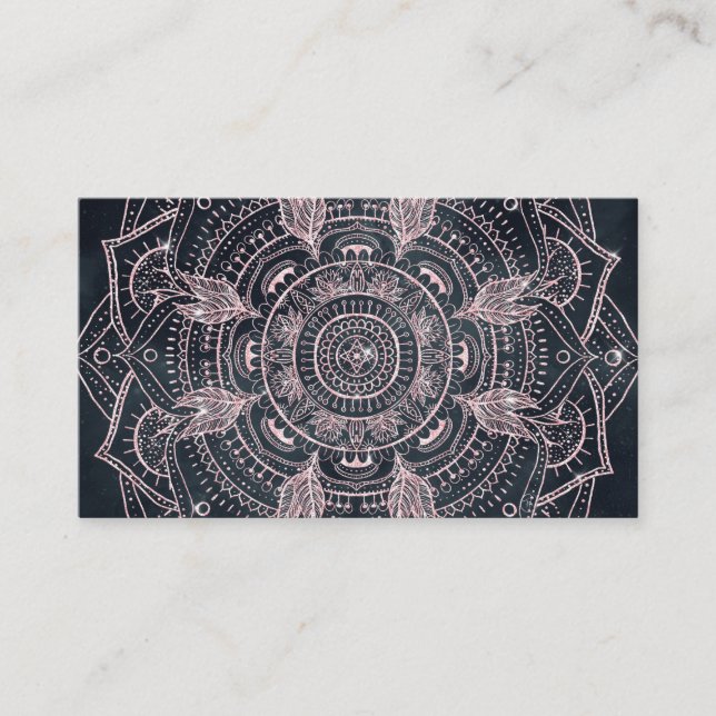 Elegante Rose Gold Mandala Gray Nebel Design Visitenkarte (Vorderseite)