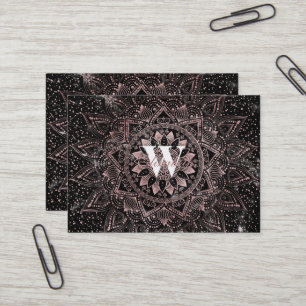 Elegante Rose Gold Mandala Punkte und Marmor Kunst Visitenkarte
