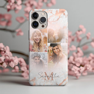 Elegante Rose Gold Marble & 4 Foto iPhone 16 Pro Max Hülle
