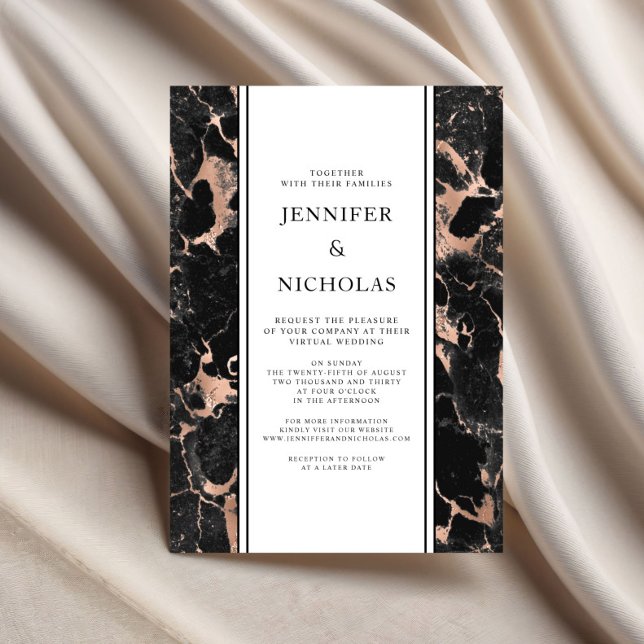 Elegante Rose Gold Marble Virtual Wedding Einladung (Elegant Rose Gold Marble Virtual Wedding Invitation)