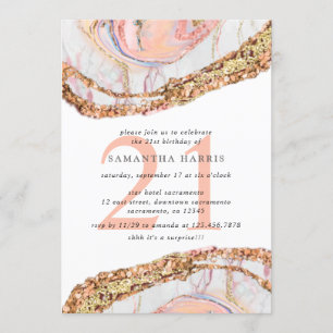 Elegante Rose Gold Marmor 21. Geburtstag Party Einladung