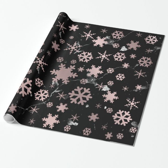 Elegante Rose Gold & Marmor Weihnachten Geschenkpapier (Ungerollt)