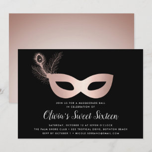 Elegante Rose Gold Masquerade Thema 16 . Geburtsta Einladung