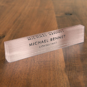 Elegante Rose Gold Metallic Beruflich Business Namensplakette