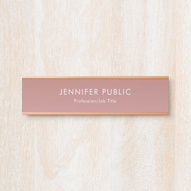 Elegante Rose Gold Moderne Berufliche Vorlage Türschild (Vorderseite )