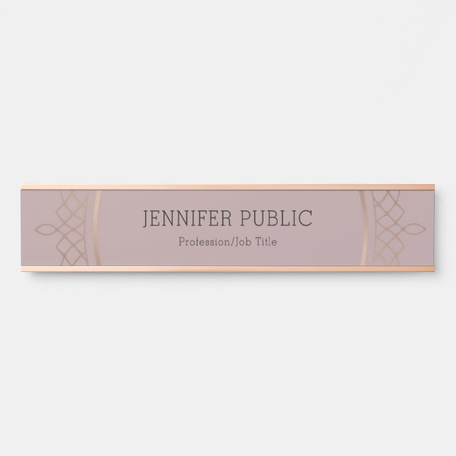 Elegante Rose Gold Moderne einfache Vorlage Top Türschild (Vorderseite )