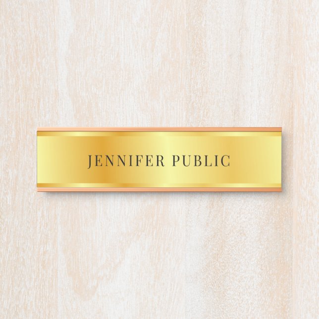 Elegante Rose Gold Moderne Imitate Gold Vorlage Türschild (Vorderseite )