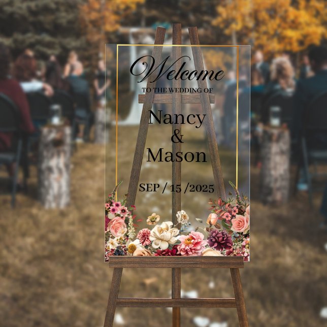 Elegante Rose Gold Moderne Individuelle Name Hochz Acrylschild (Von Creator hochgeladen)