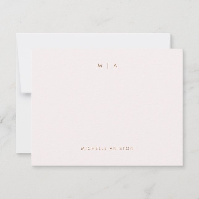 Elegante Rose Gold Moderne Monogram Classic Custom Mitteilungskarte (Vorderseite)