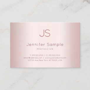 Elegante Rose Gold Moderne Monogramm-Clean-Vorlage Visitenkarte