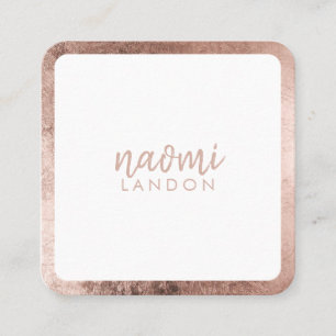 Elegante Rose Gold Moderne quadratische Weiß Visitenkarte