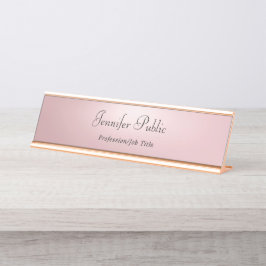 Elegante Rose Gold Modernes Template Beruflich Schreibtischnamensplakette