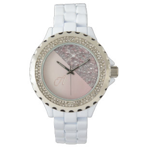 Elegante Rose Gold Monogram Armbanduhr