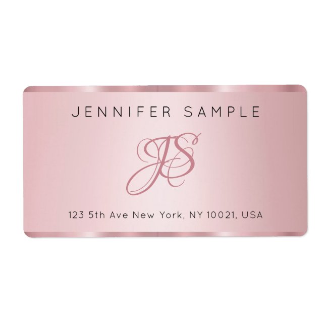 Elegante Rose Gold Monogram Modern Simple Template (Vorne)