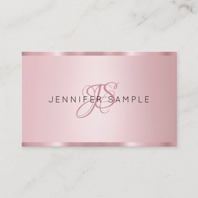 Elegante Rose Gold Monogram Modern Visitenkarte (Vorderseite)