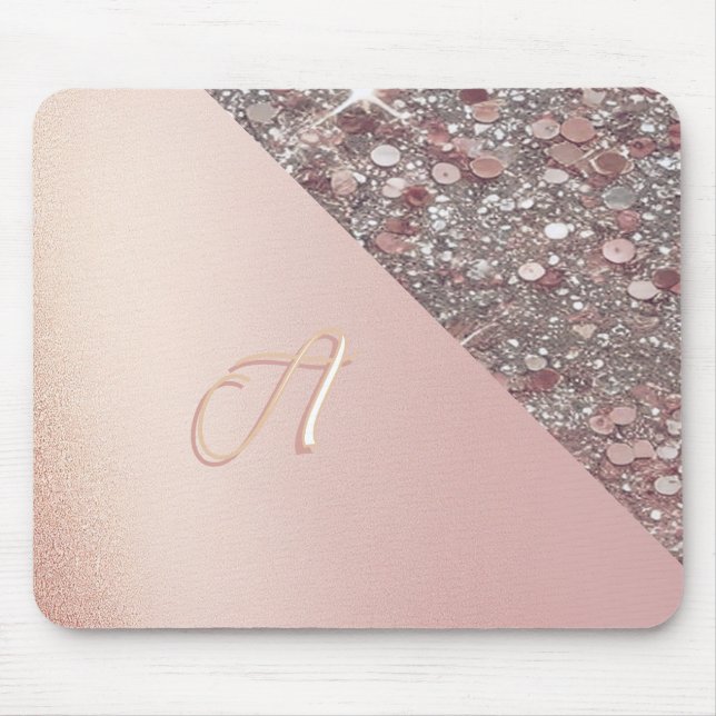 Elegante Rose Gold Monogram Mousepad (Vorne)