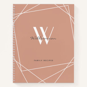 Elegante Rose Gold Monogram Name Family Rezept Notizbuch