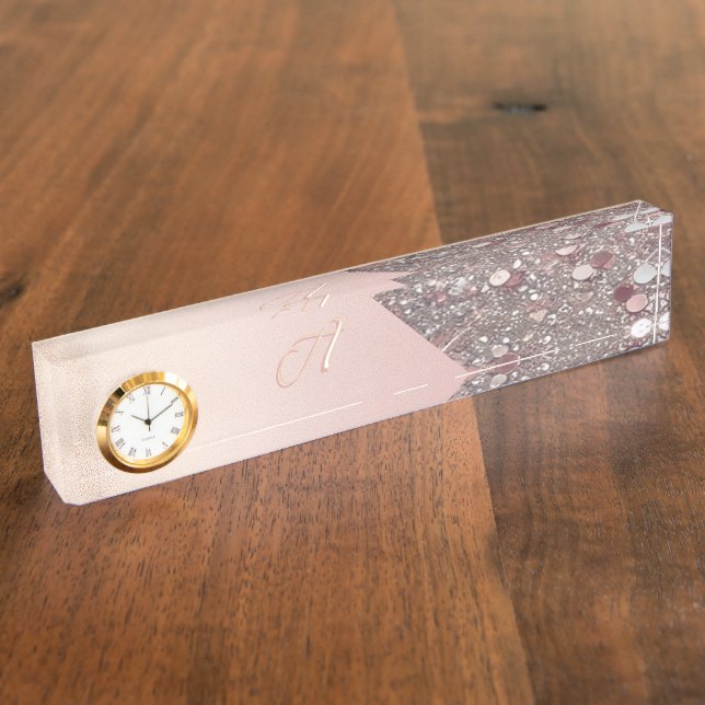 Elegante Rose Gold Monogram Namensplakette (Seite)
