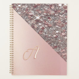 Elegante Rose Gold Monogram Planer