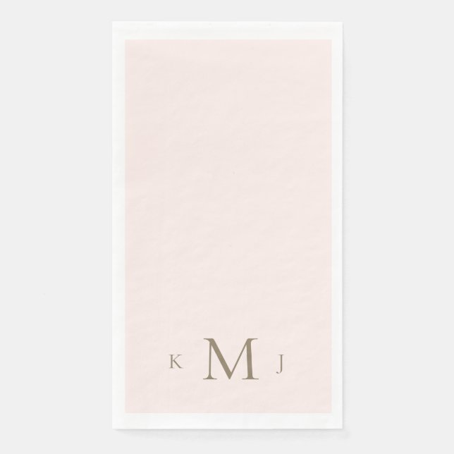 Elegante Rosé & Gold Monogramm Hochzeit Serviette (Vorderseite)