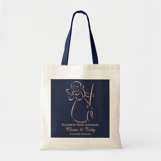 Elegante Rose Gold Navy Reinigungsgeschäft  Tragetasche (Vorne)