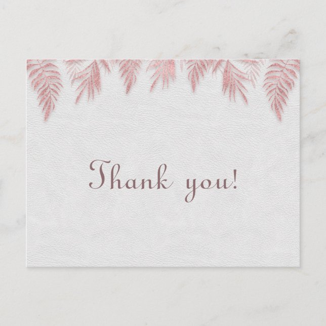 Elegante Rose Gold Palm Blätter Hochzeit Vielen Da Postkarte (Vorderseite)