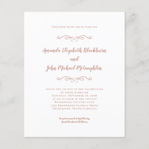 Elegante Rose Gold Pink Budget Einladung Hochzeit