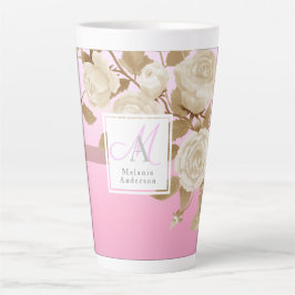 Elegante Rose Gold Pink Monogram Milchtasse