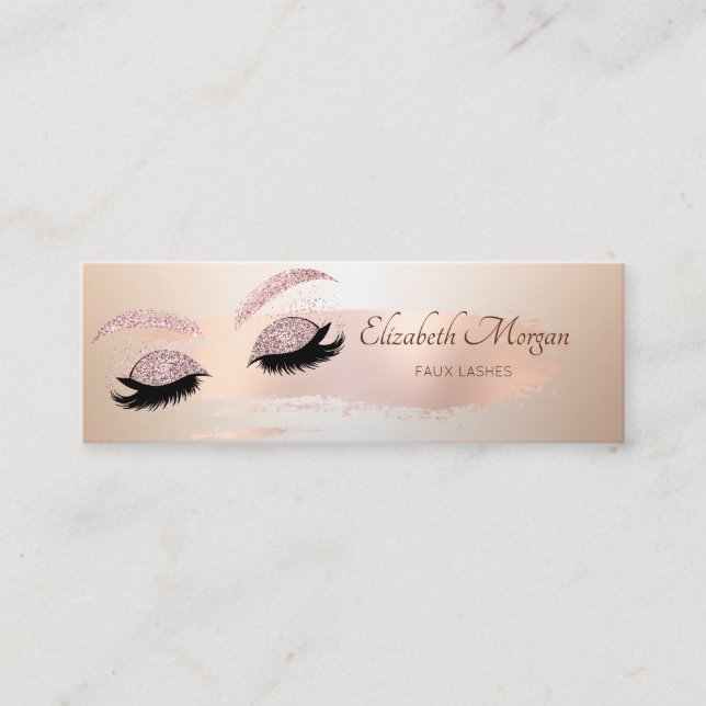 Elegante Rose Gold Pinselstriche, Glitzer Imitate  Mini Visitenkarte (Vorderseite)