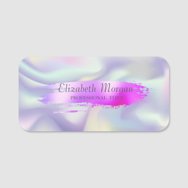 Elegante Rose Gold Pinselstriche, Ombre Namensschild (Vorderseite)