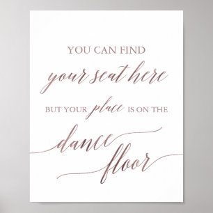 Elegante Rose Gold Platzkarte Tanzfläche Poster