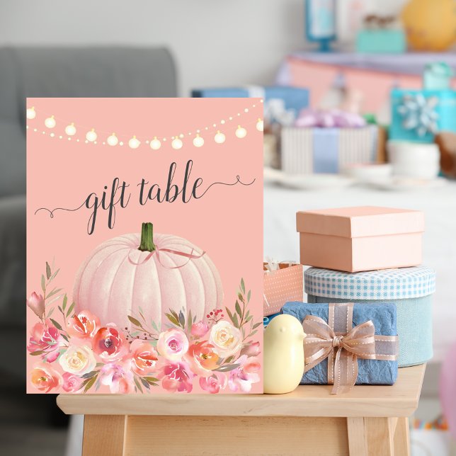 Elegante Rose Gold Pumpkin Shower Tabelle Poster (Von Creator hochgeladen)