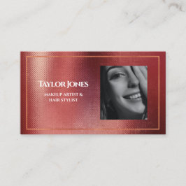 Elegante Rose Gold QR Code Makeup Hair Beauty Foto Visitenkarte