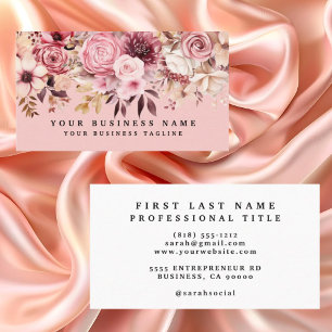 Elegante Rose Gold Rosa Blume Blütenfarben Visitenkarte