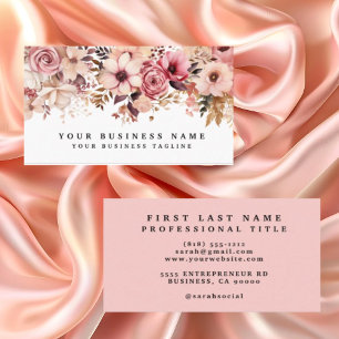 Elegante Rose Gold-Rosa Blumen Floral  Visitenkarte