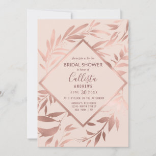 Elegante Rose Gold Rosa Blütenblätter Brautparty Einladung