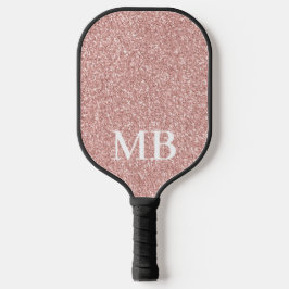 Elegante Rose Gold Rosa Glitzer 2 Initial Monogram Pickleball Schläger