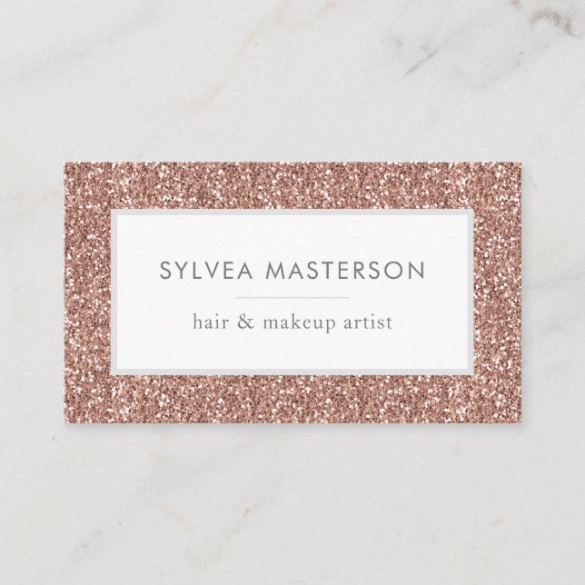 Elegante Rose Gold Rosa Glitzer Moderner Minimal Visitenkarte (Vorderseite)