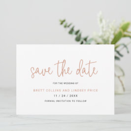 Elegante Rose Gold Rosa Typografie Moderne Hochzei Save The Date